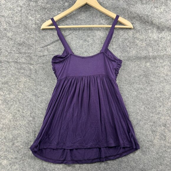 Soprano Tank Top Womens S Purple Beaded Y2K VTG Babydoll Flowy Scoop Neck - Picture 2 of 11